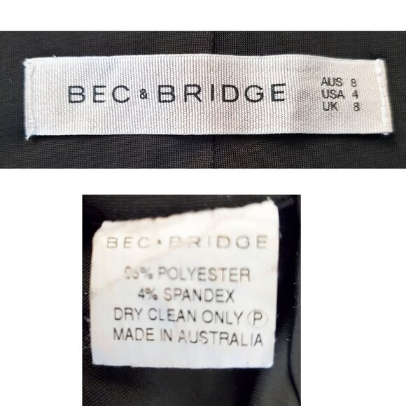 Bec + Bridge Womens Imperial Deep V Dress Bodycon Black Mini - Picture 4 of 10